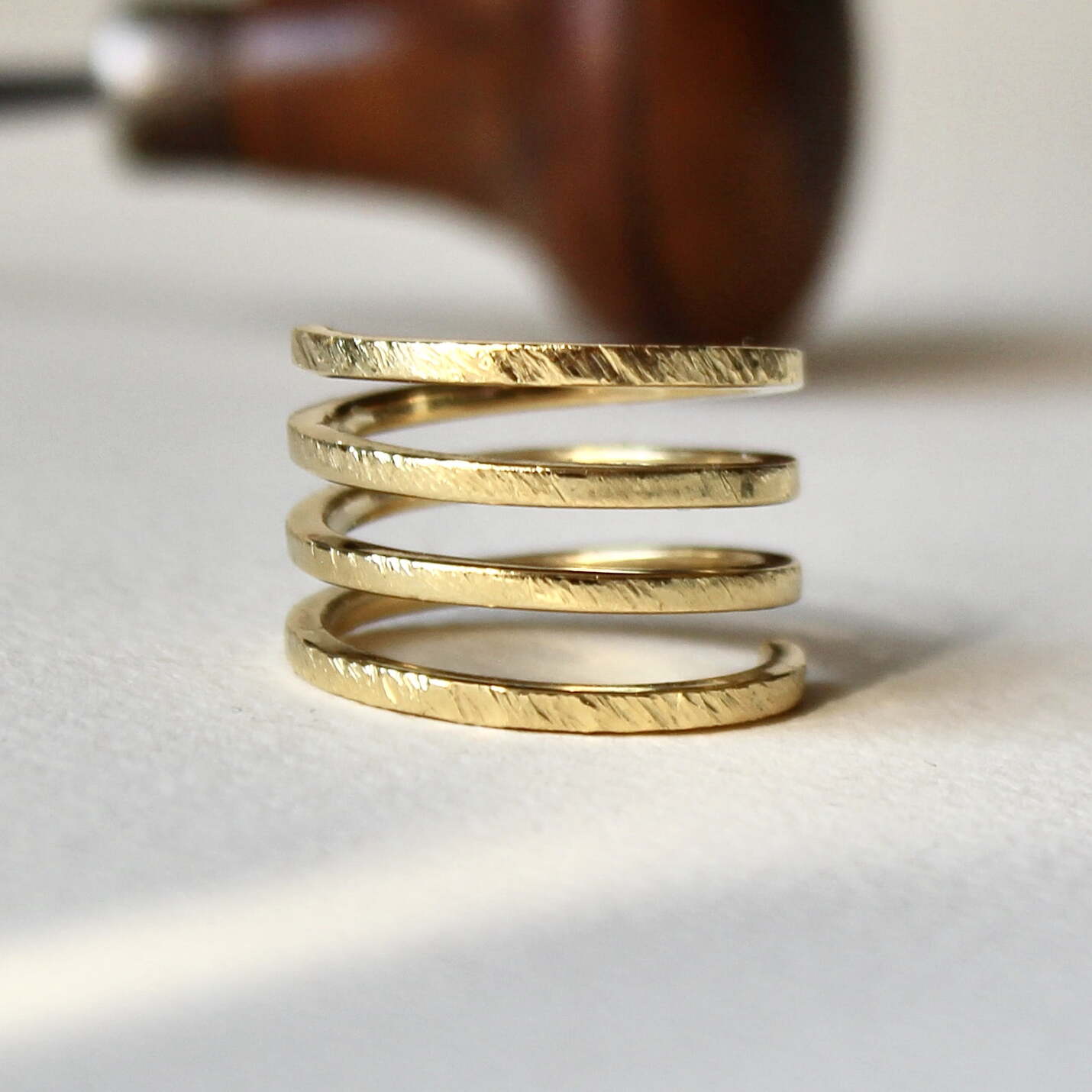 Joyas artesanales Anillo Elna Plata con Baño de Oro