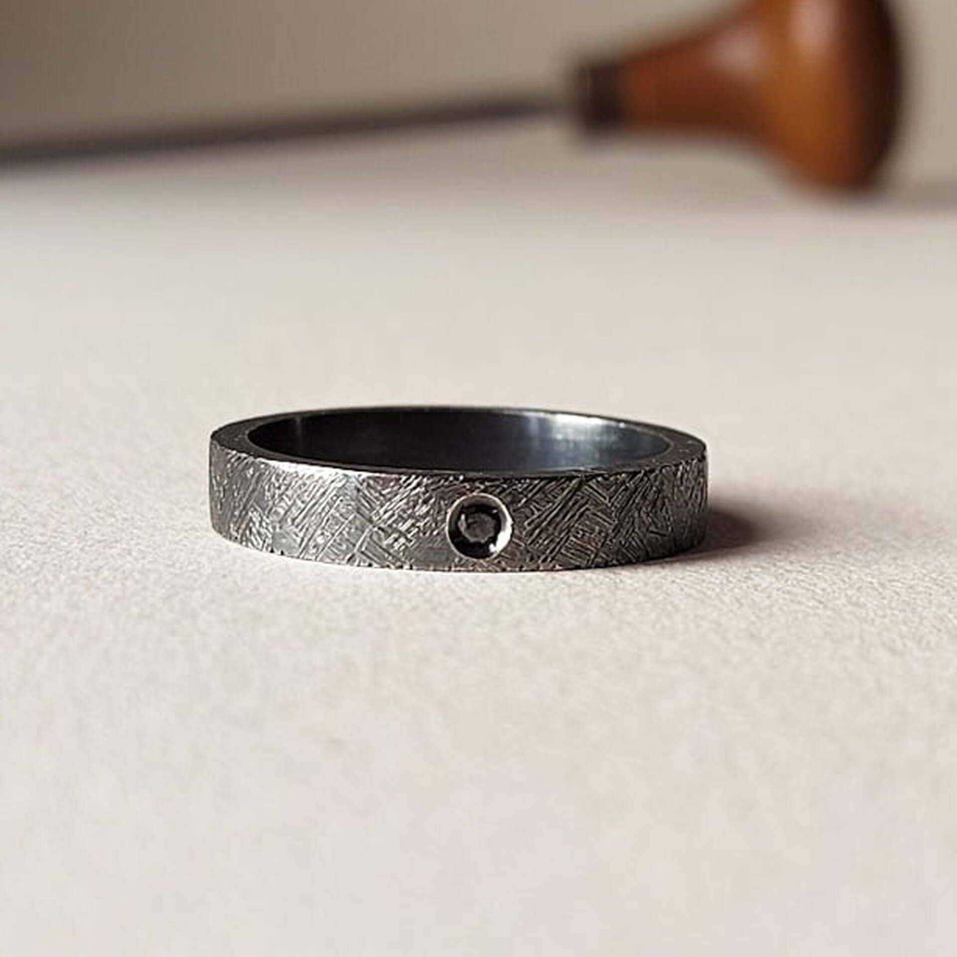 Joyas hechas a mano Anillo Noir BLACK Plata y Diamante