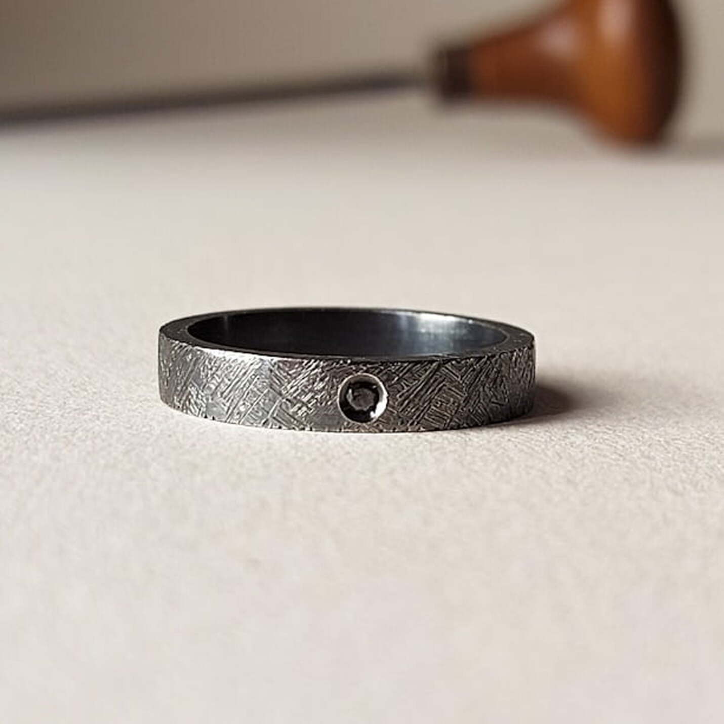 Joyas hechas a mano Anillo Noir BLACK Plata y Diamante