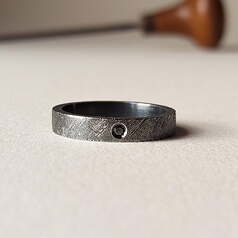 Joyas hechas a mano Anillo Noir BLACK Plata y Diamante