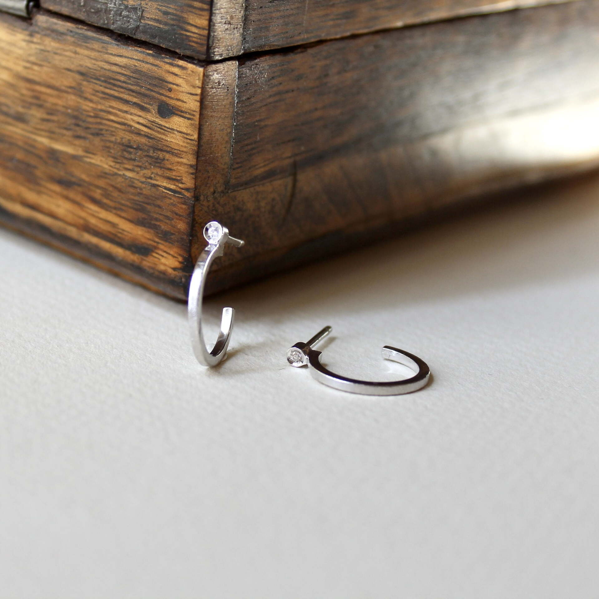 Joyas hechas a mano Pendientes Adra Diamante y Plata