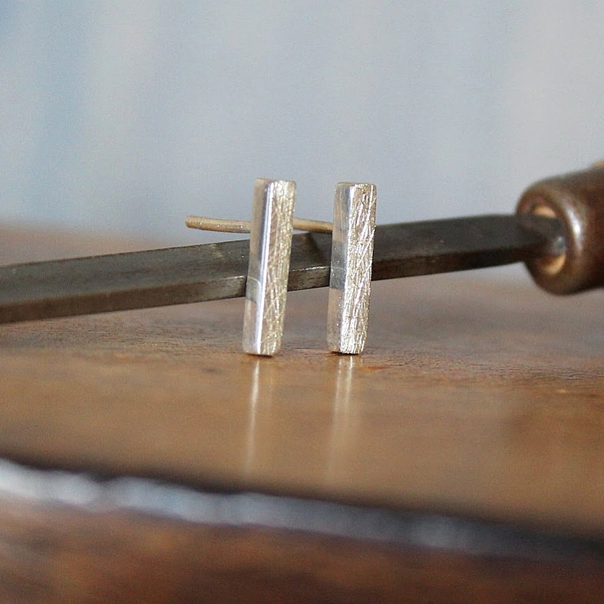 Joyas hechas a mano Pendientes Rusk Plata pequeño