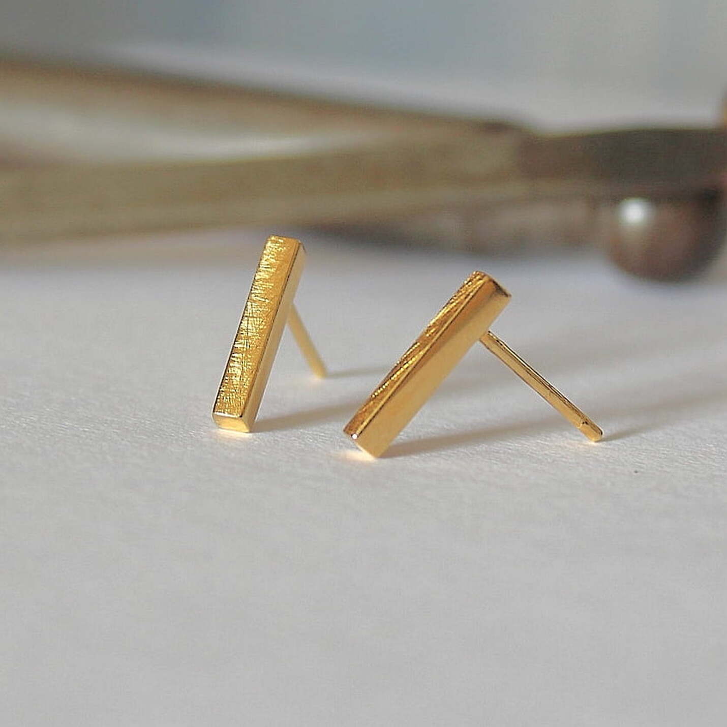 Joyas hechas a mano Pendientes Rusk Pequeño en Plata con Baño de Oro