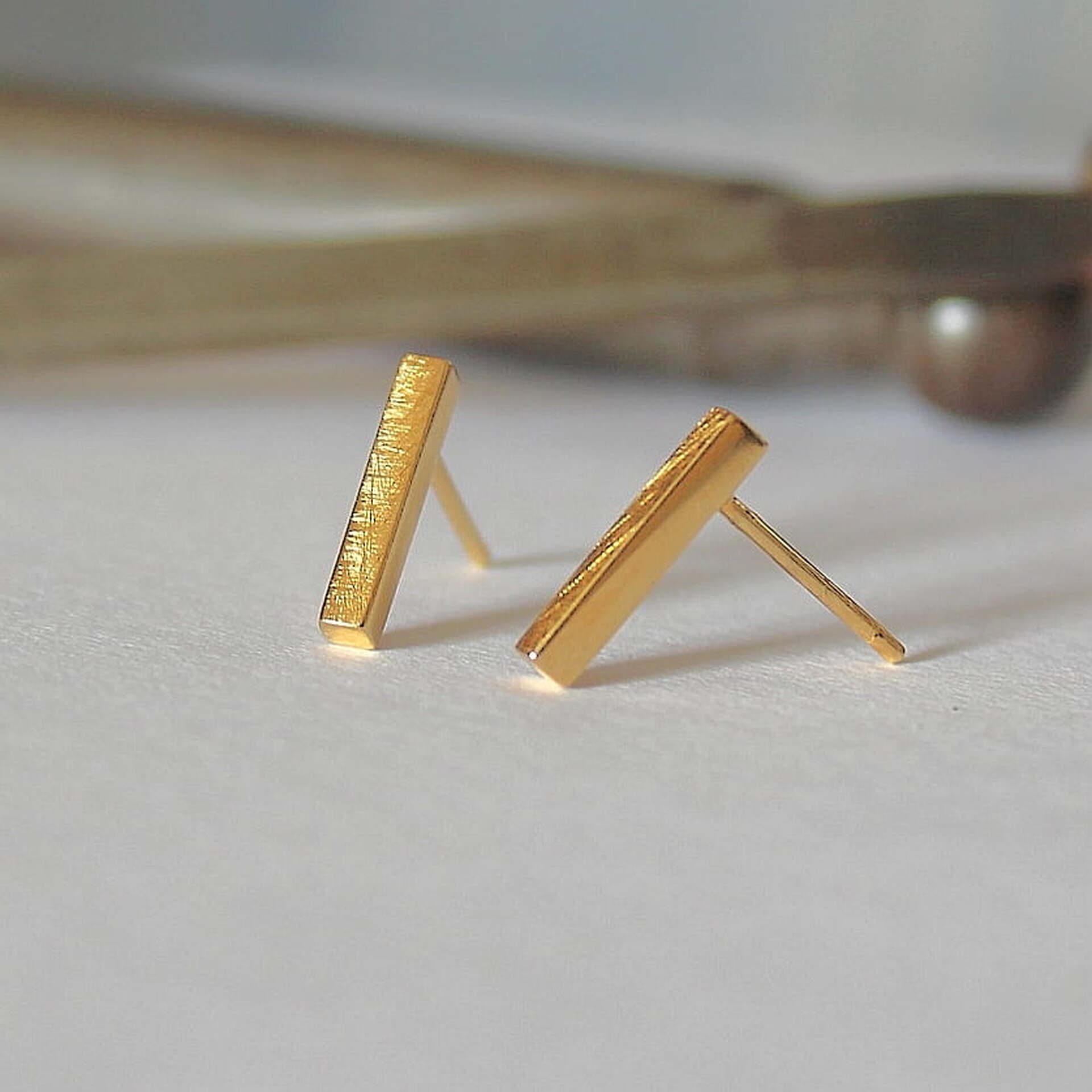 Joyas hechas a mano Pendientes Rusk Pequeño en Plata con Baño de Oro