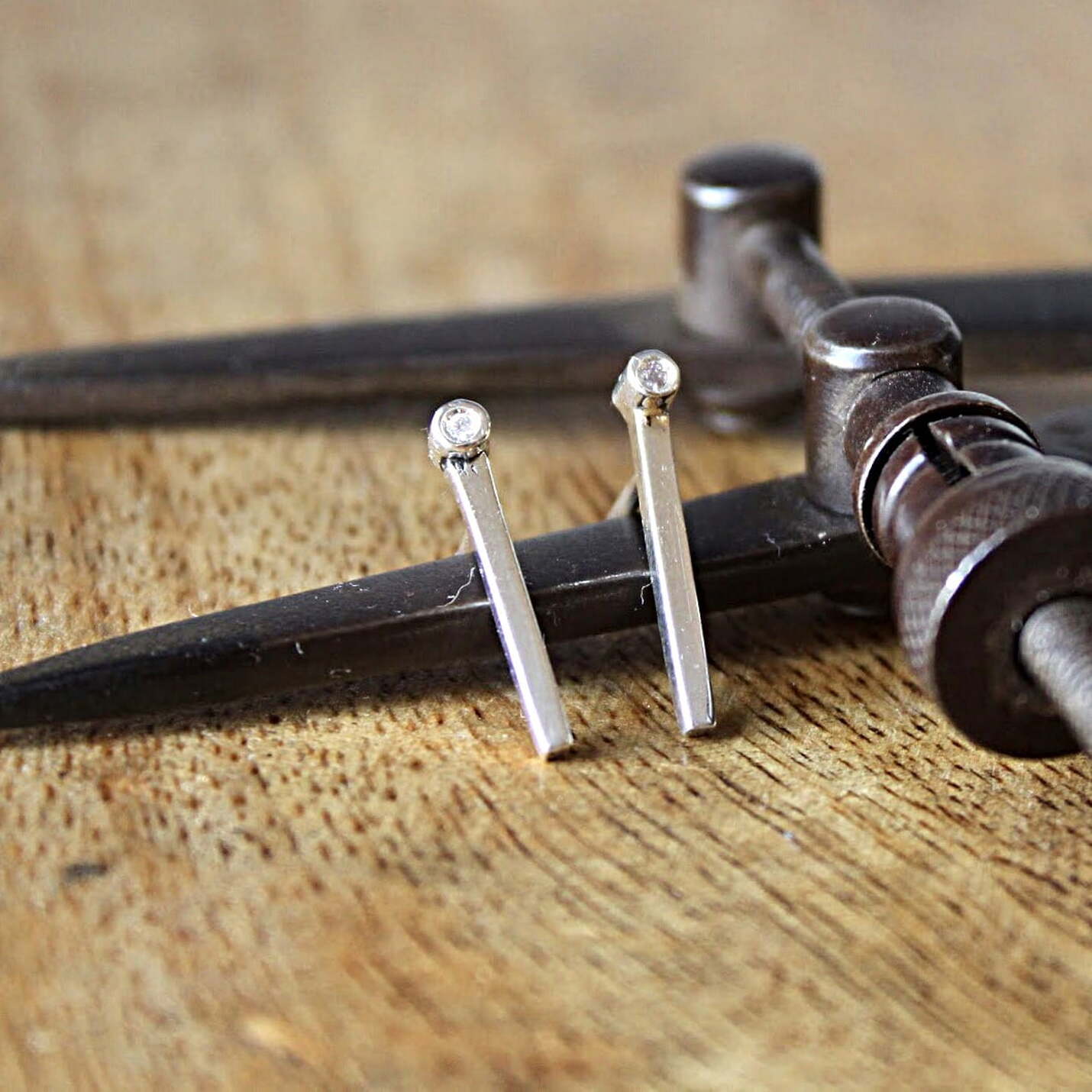 Joyas hechas a mano Pendientes Àneu Diamante y Plata