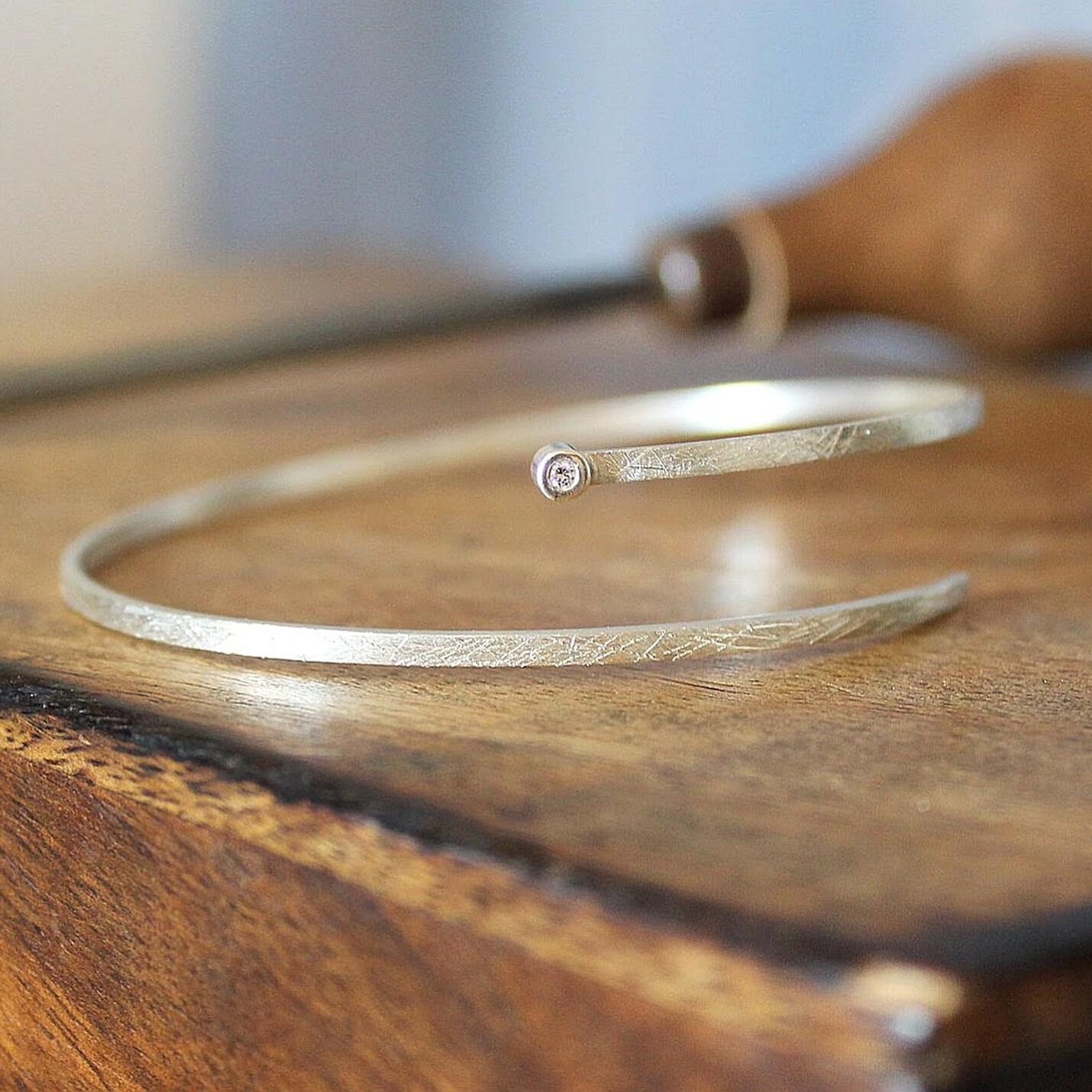 Joyas artesanales Pulsera Aura Diamante y Plata