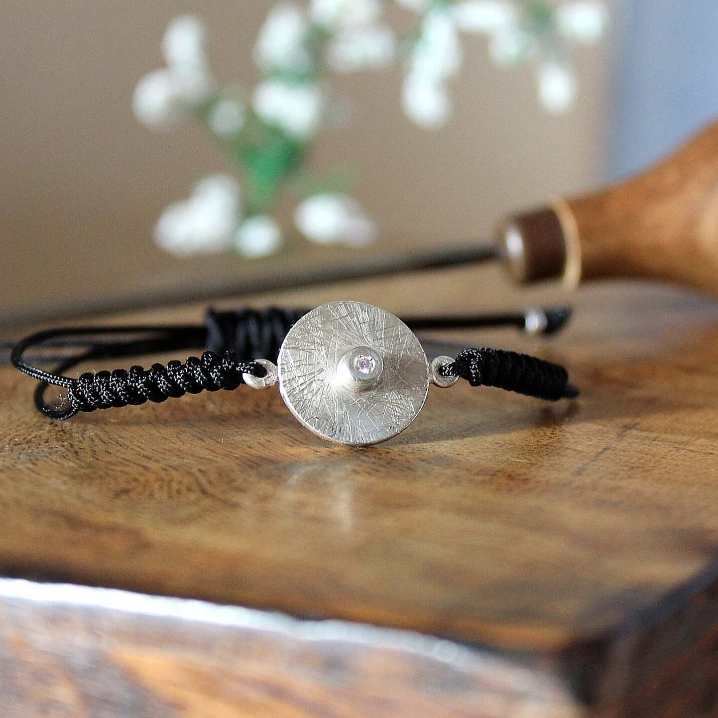 Joyas artesanales Pulsera Quer Plata y Diamante