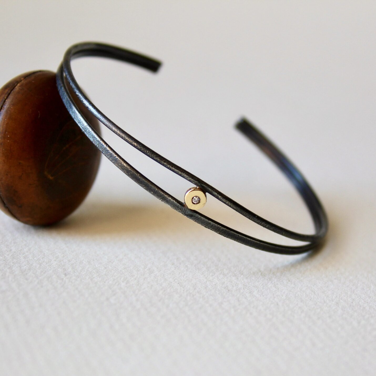 Joyas artesanales Pulsera Arsenda Black Oro, Diamante y Plata