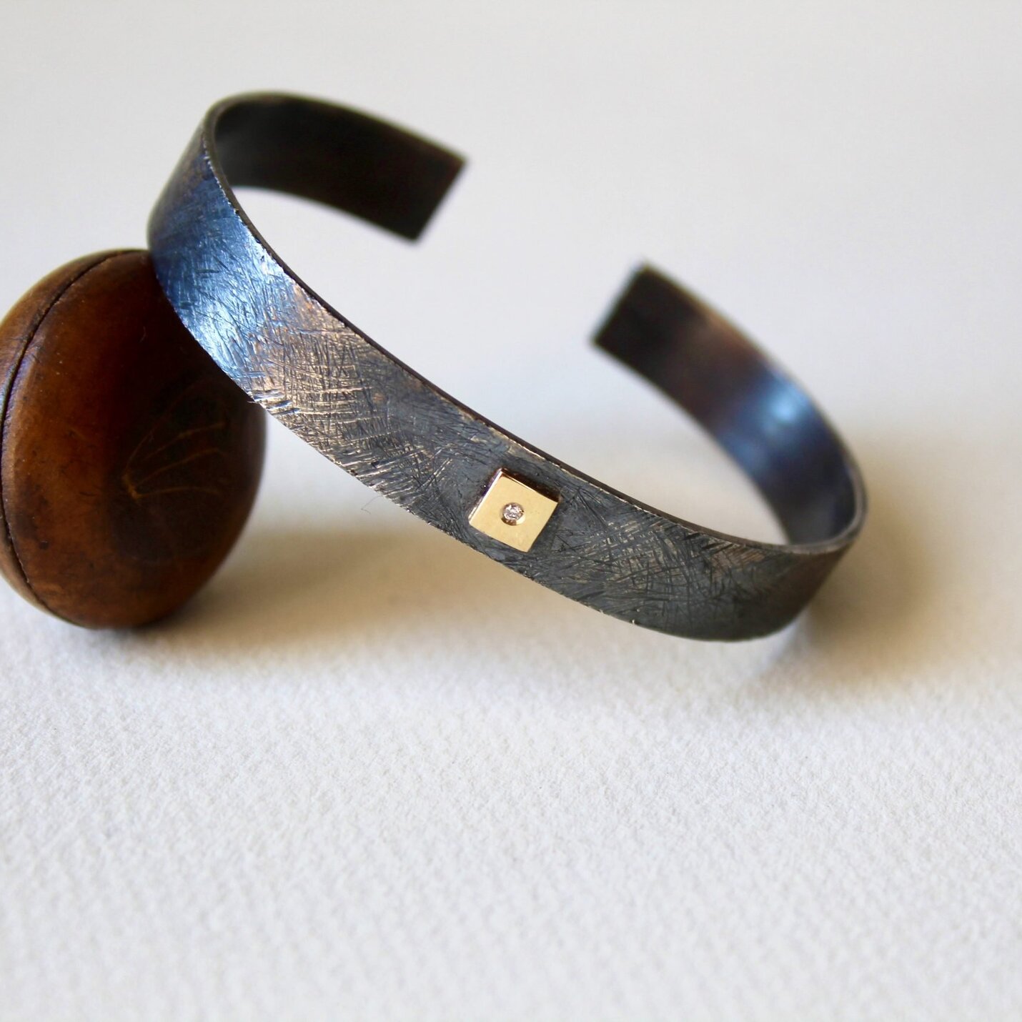 Joyas artesanales Esclava Eider Oro, Diamante y Plata