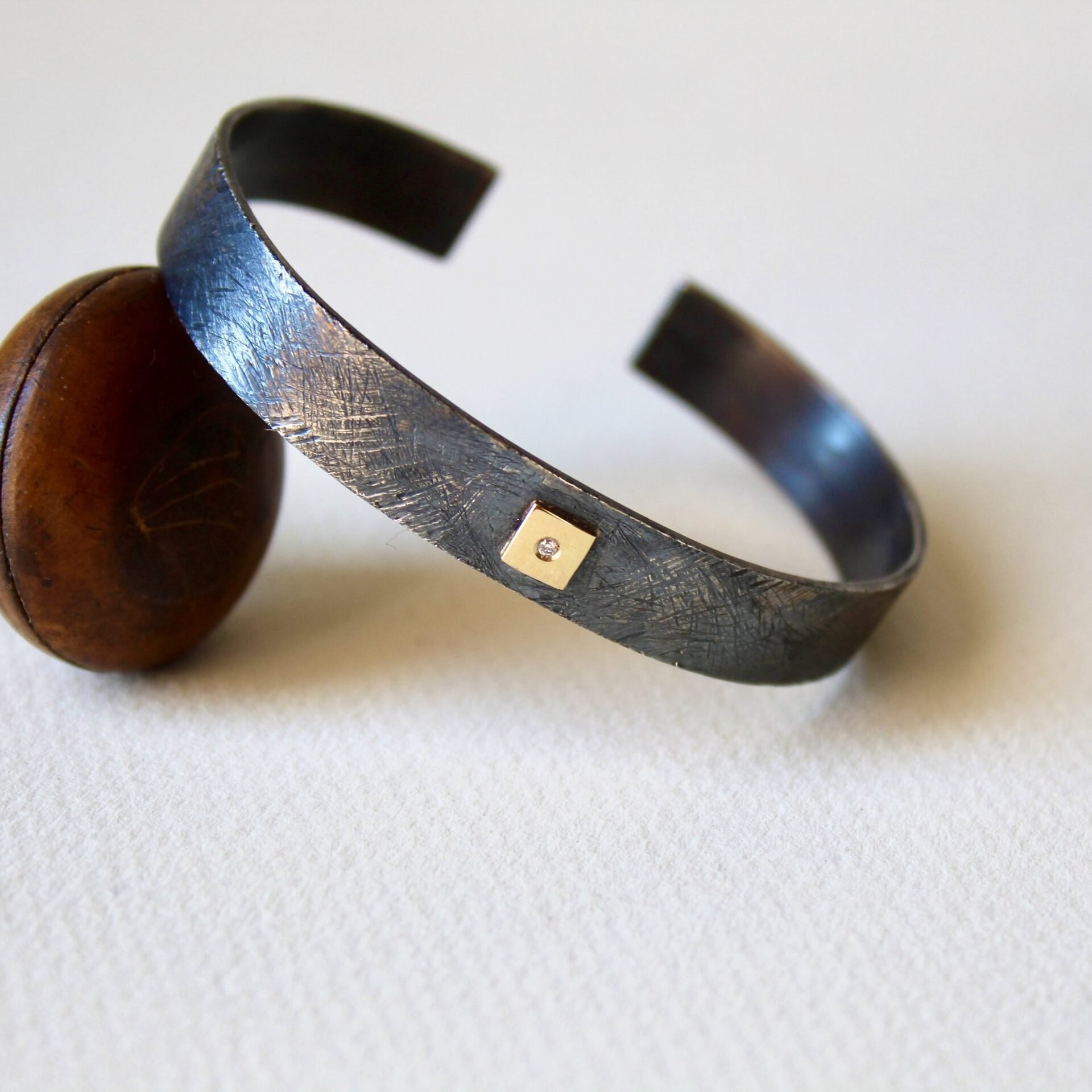 Joyas artesanales Esclava Eider Oro, Diamante y Plata