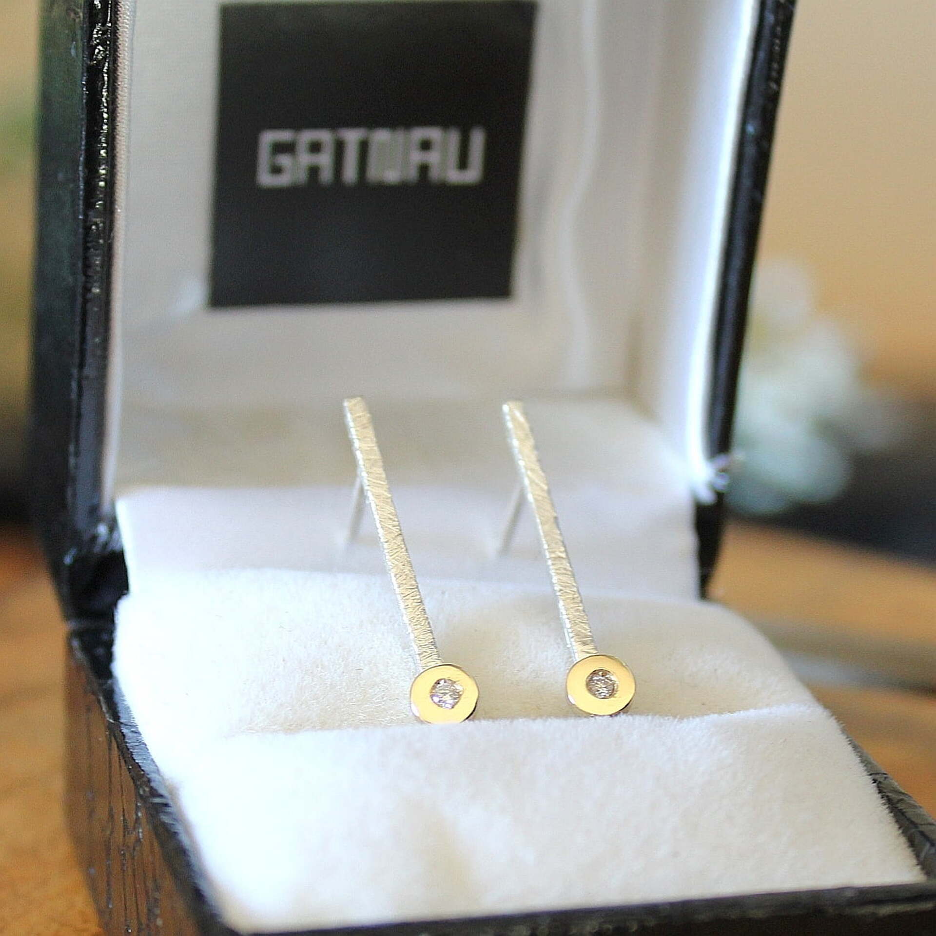 Joyas artesanales Pendientes Arsenda Oro, Diamante y Plata