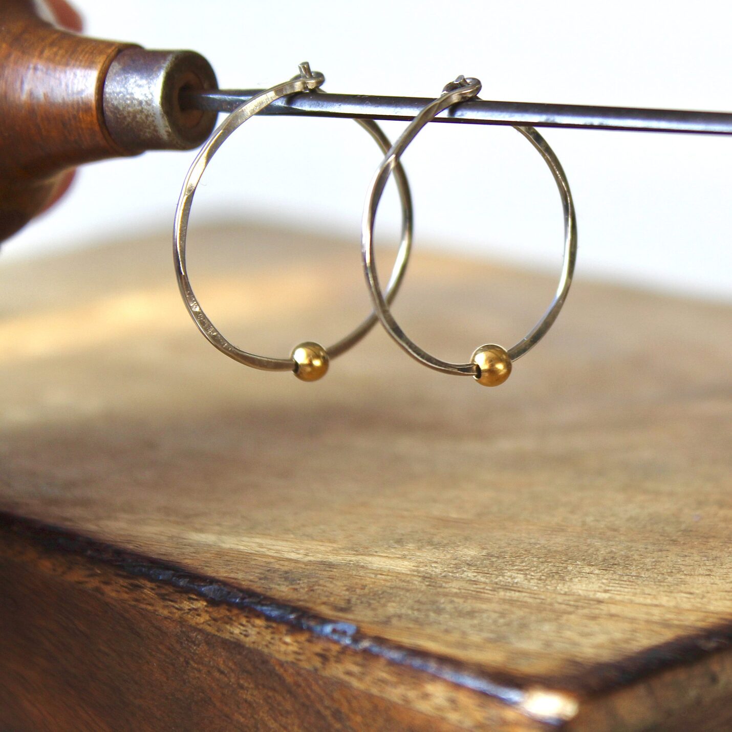 Joyas artesanales Pendientes Sol Plata con Baño de Oro