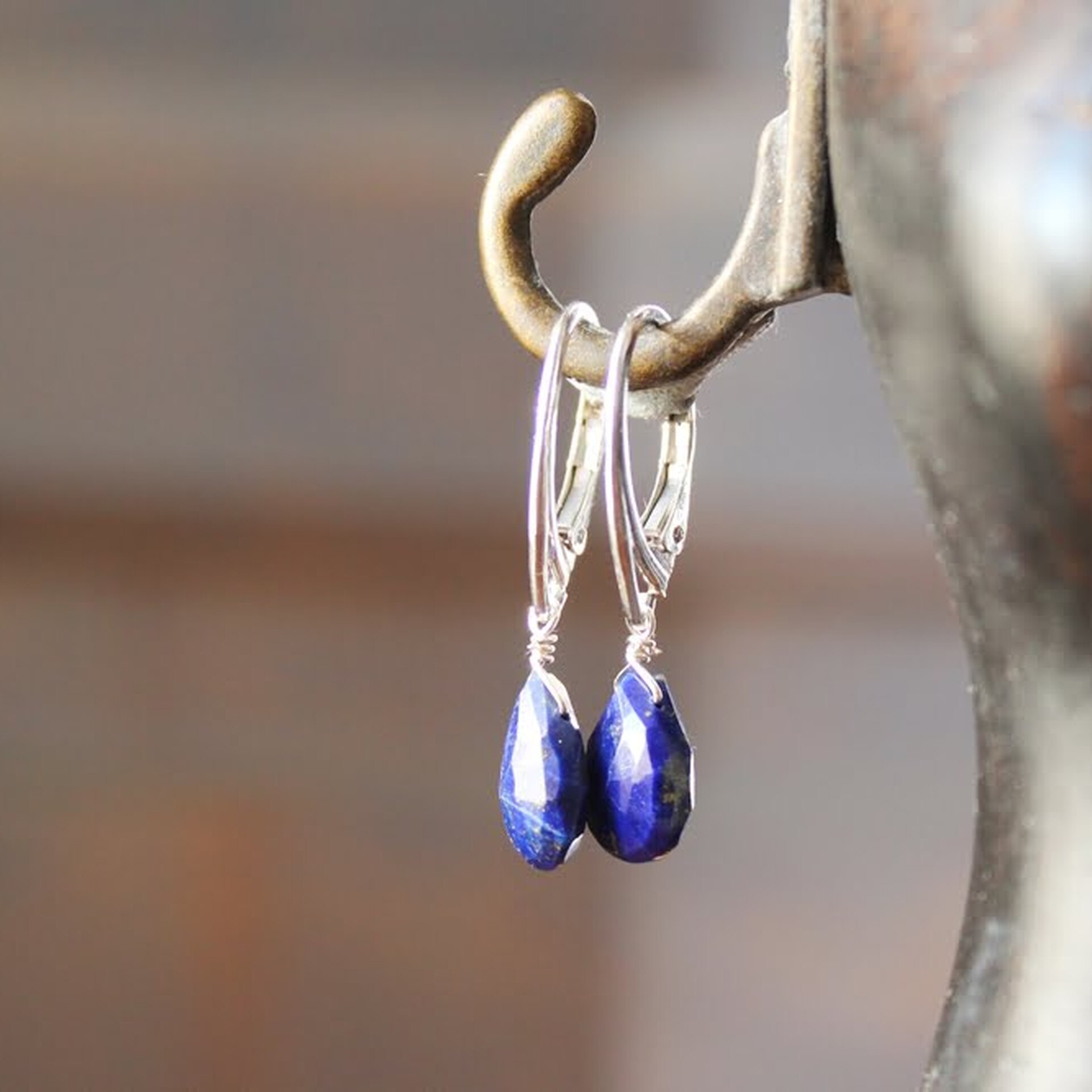 Joyas artesanales Pendientes Tamar Plata y Lapizlázuli