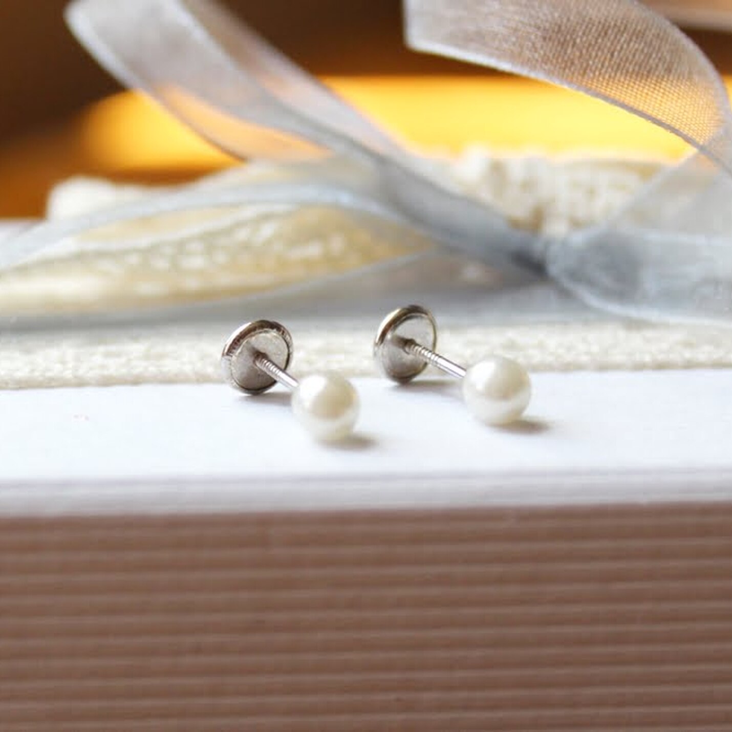 Pendientes perla bebe Plata