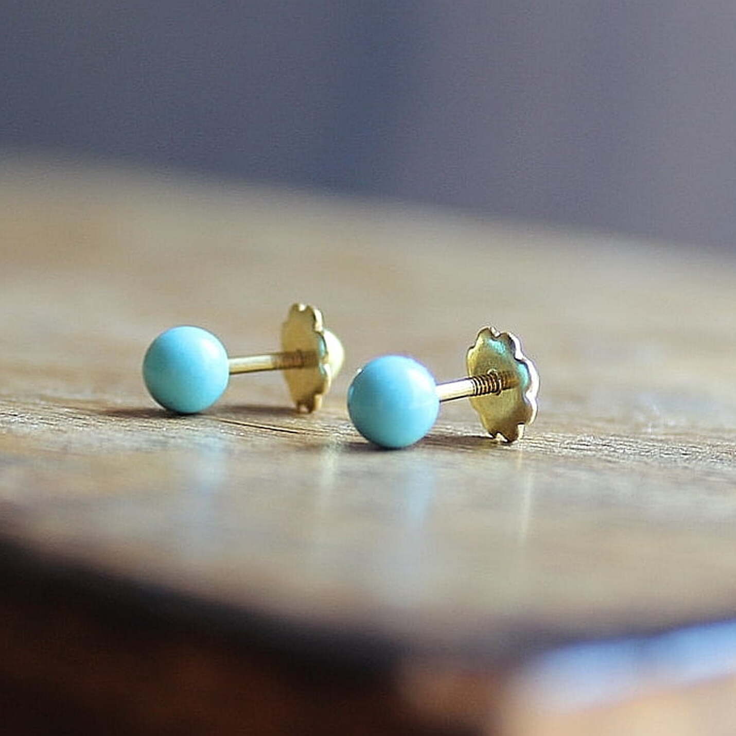 Pendiente turquesa oro