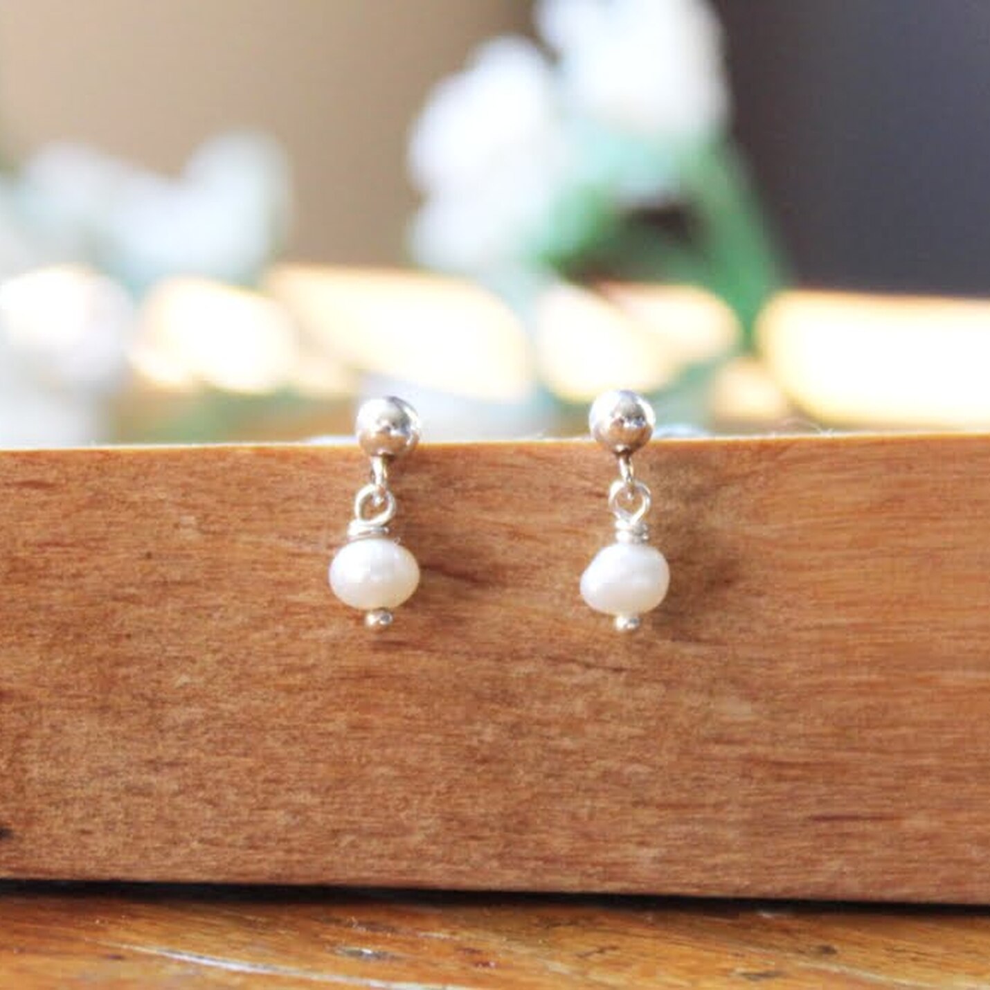 Pendientes Camile Plata y perla niña