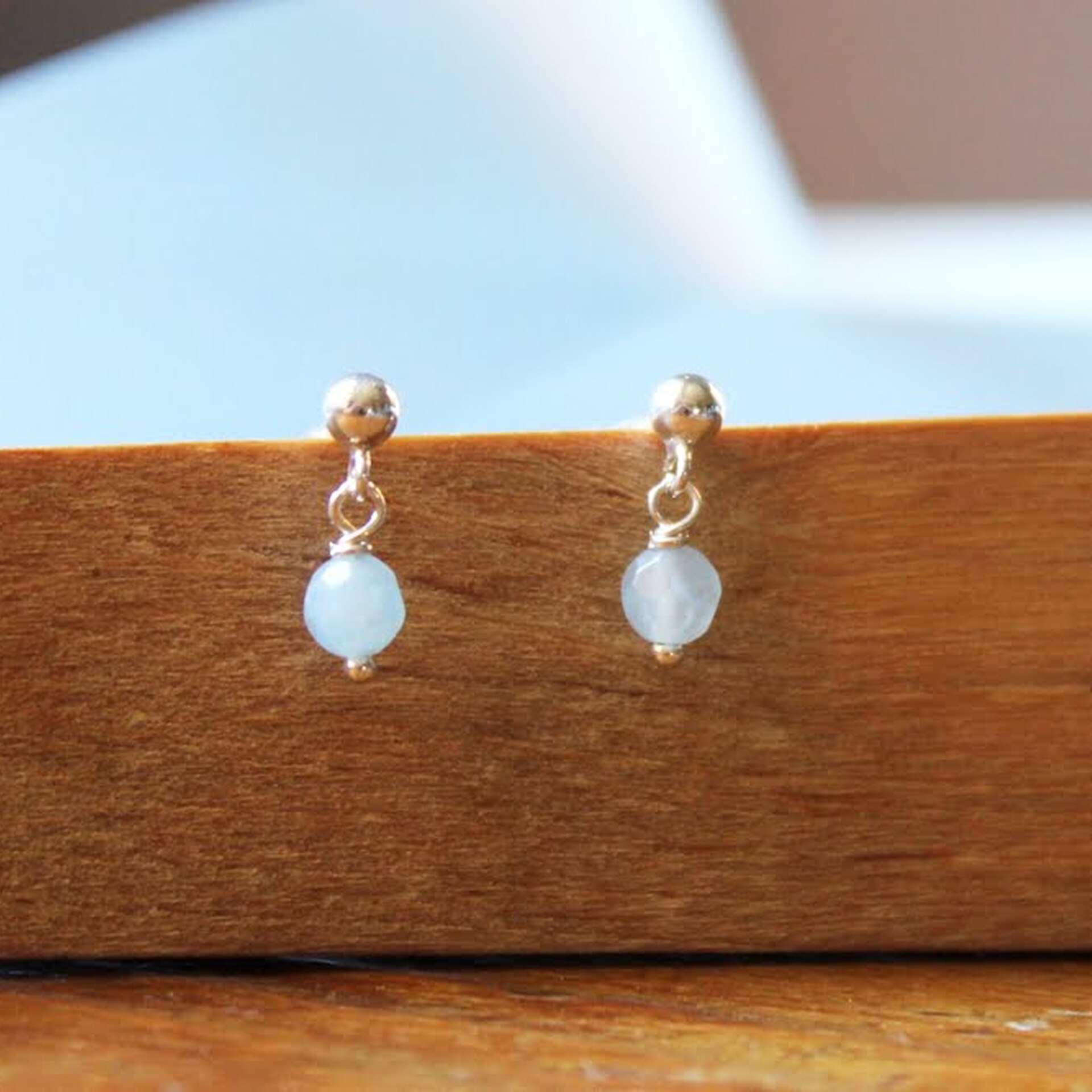 Pendientes Camile ágata azul Plata niña