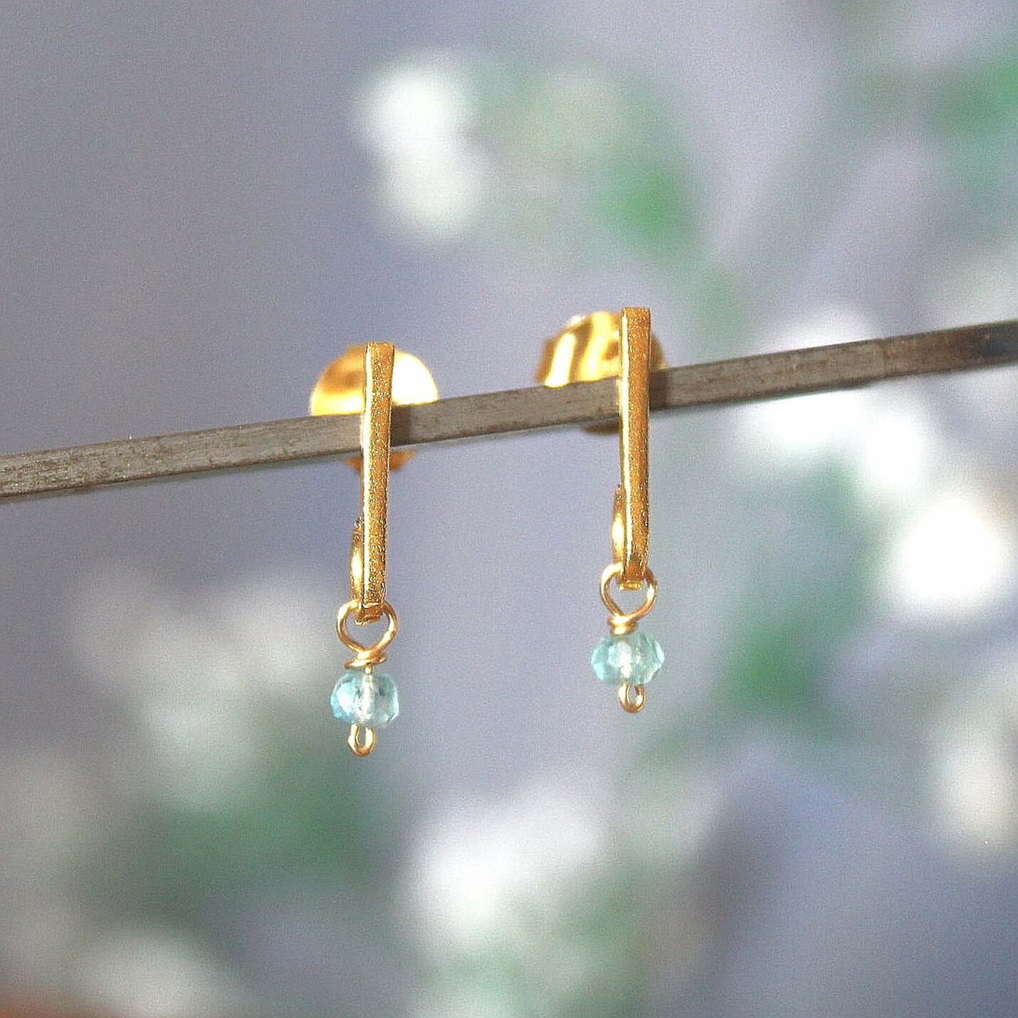 Joyas artesanales Pendientes Martina Plata con Baño de Oro