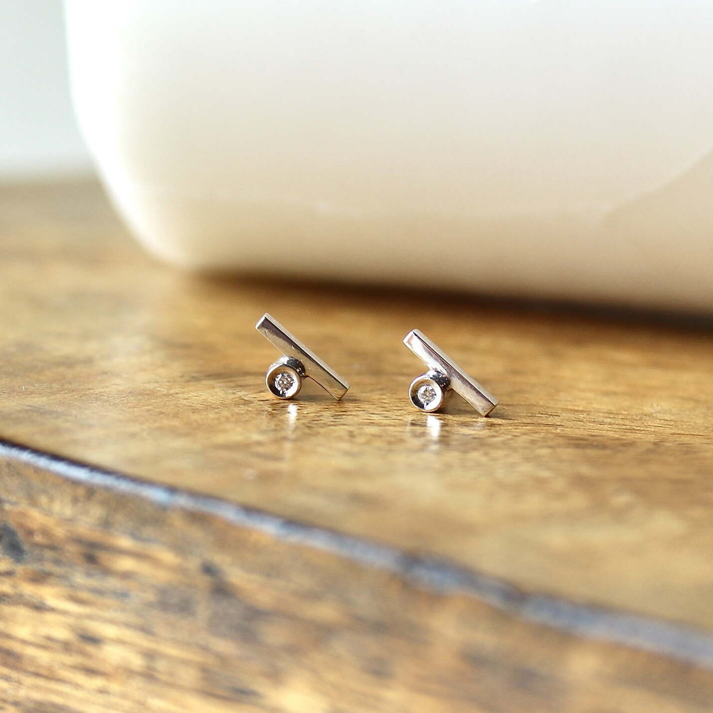 Joyas hechas a mano Pendientes Lis Diamante y Plata