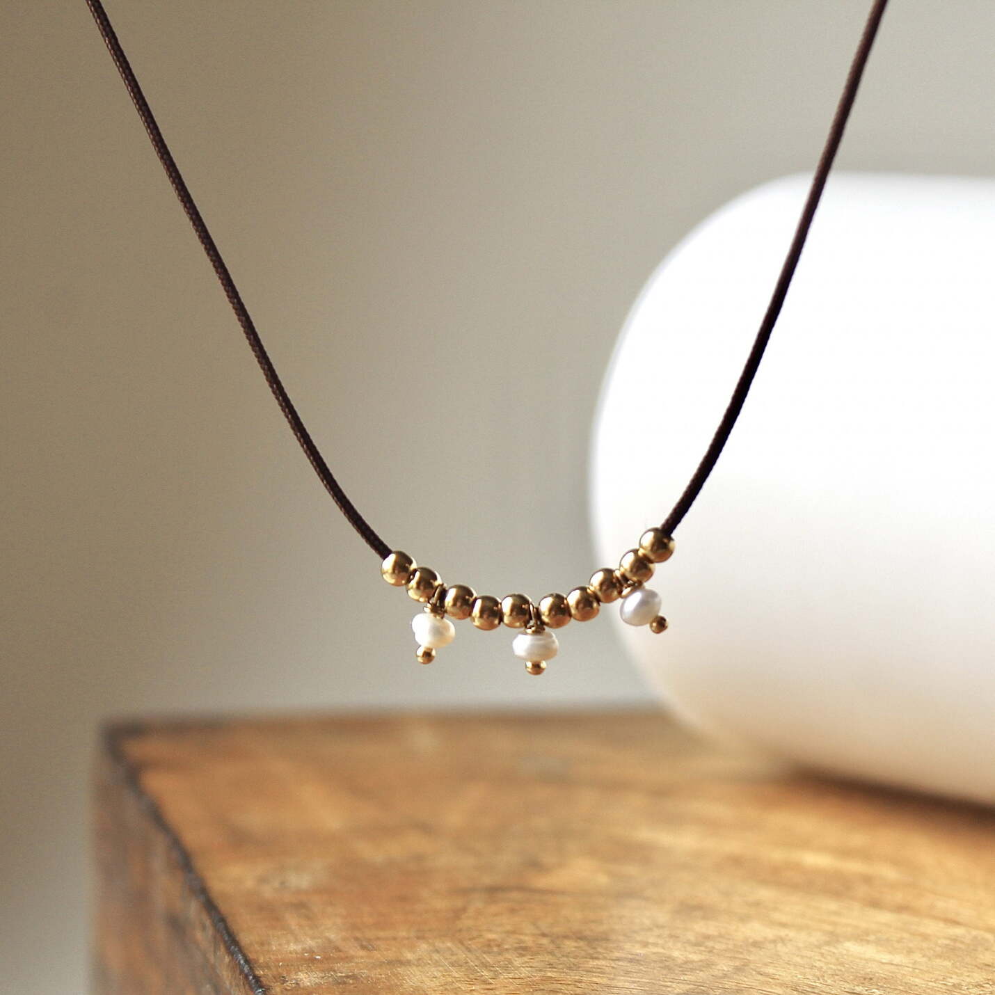 Joyas artesanales Colgante Bianca Perlas y Plata con baño de Oro