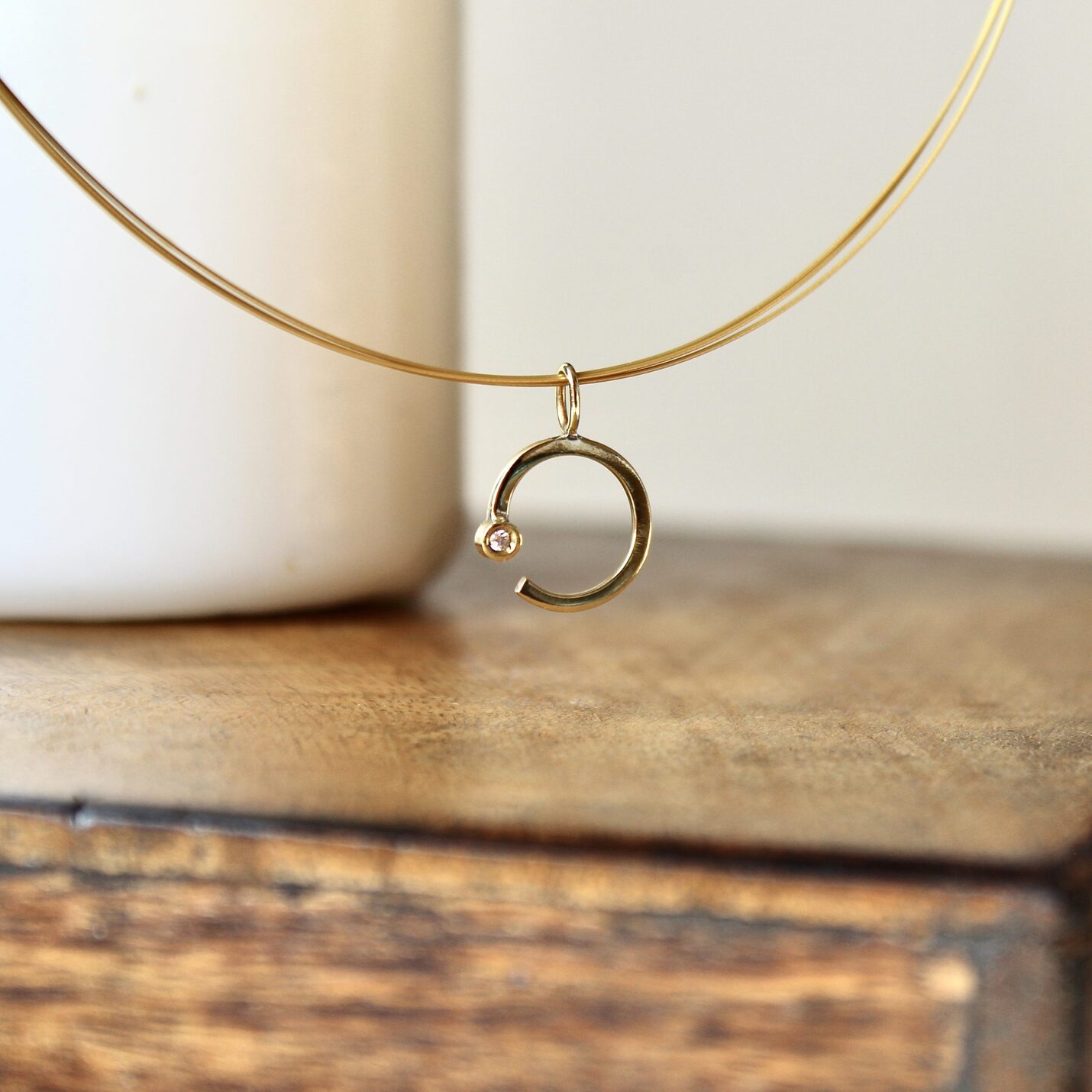 Joyas hechas a mano Colgante ARLET Grande Oro y Diamante